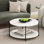 Table basse ronde moderne à 2 niveaux avec pieds robustes en métal, noir