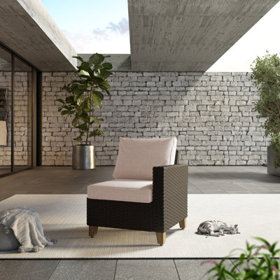Umeh Wicker Patio Chair with Removable Cushions