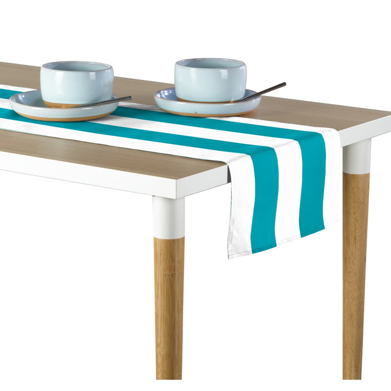 Turquoise Striped Table Runner 72" x 12", 72" L x 12" W, Turquoise