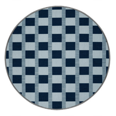 Machine Washable Checkered Gray Area Rug