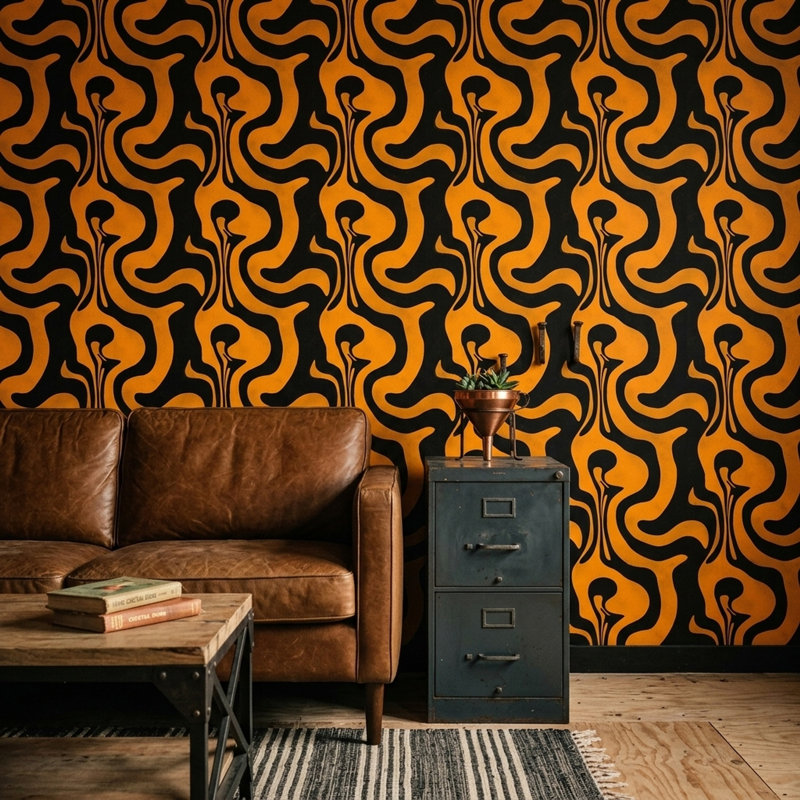 Papier peint moderne Mid Century, Peel and Stick