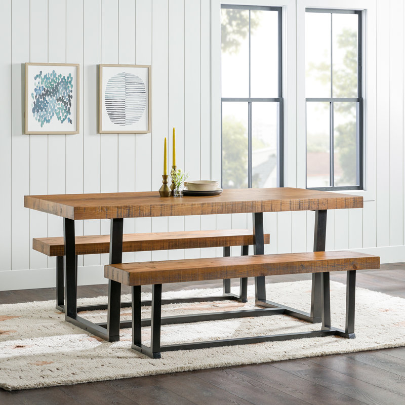 Amarapal 4 - Person Double Pedestal Dining Set, Rustic Oak
