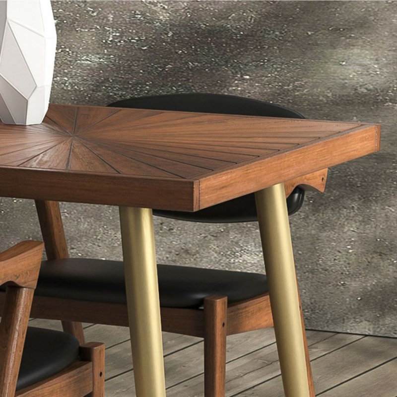 Brown Rectangular Solid with Iron Dining Table For Dining Room/Kitchen, 29.53"H x 55.12"L x 27.56"W