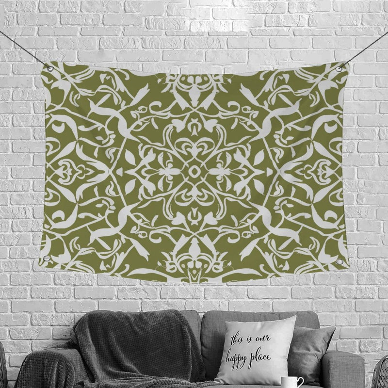 Floral Artwork Bathroom Microfiber Fabric Tapestry, 50" H x 60" W