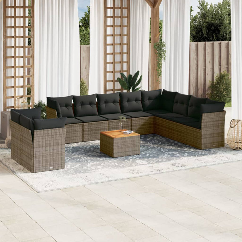 Vidaxl Garden Sofa Set Grey, Dark Grey, Brown
