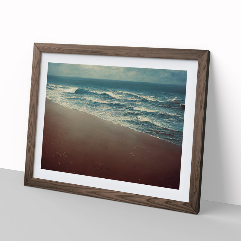 Beach Painting - Single Picture Frame Painting, 46cm H x 64cm W x 2cm D, Walnut