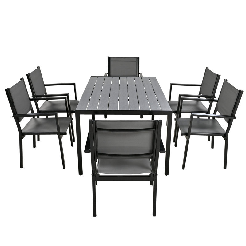U-Style High-Quality Steel Outdoor Table And Chair Set, Gray