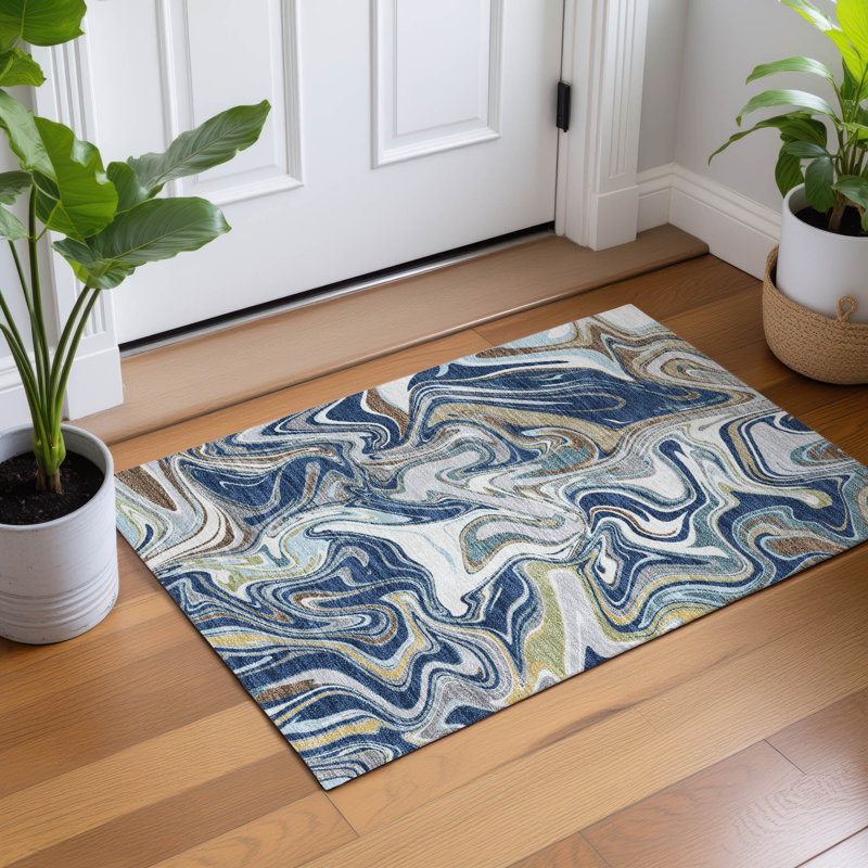 Machine Washable Indoor/Outdoor Jourdan ACN2395 Abstract Rug, Rectangle 1'8" x 2'6"