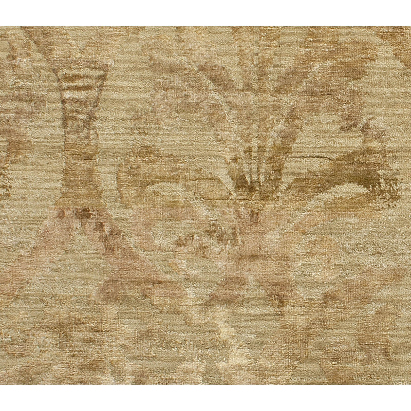 Hand Knotted Floral Area Rug in Beige, Rectangle 6' x 9'