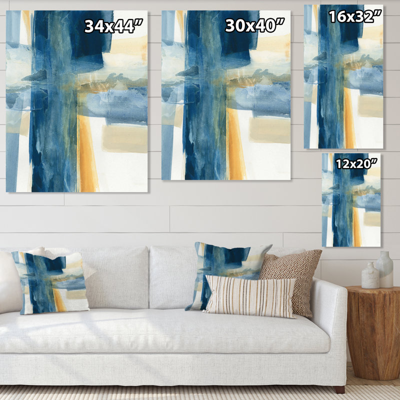 Abstrait indigo sur toile - Panneau indigo VI, H 40 po x l 30 po x 1,5 po
