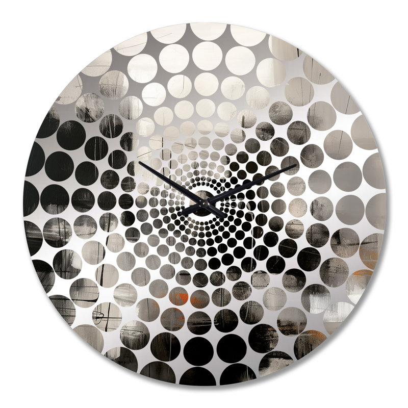 Horloge murale industrielle Industrial Harmony, Très grand, Abstract Black Mid Century Fusion I