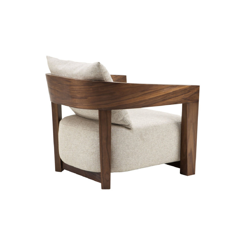 Rubautelli Upholstered Armchair, Walnut Veneer