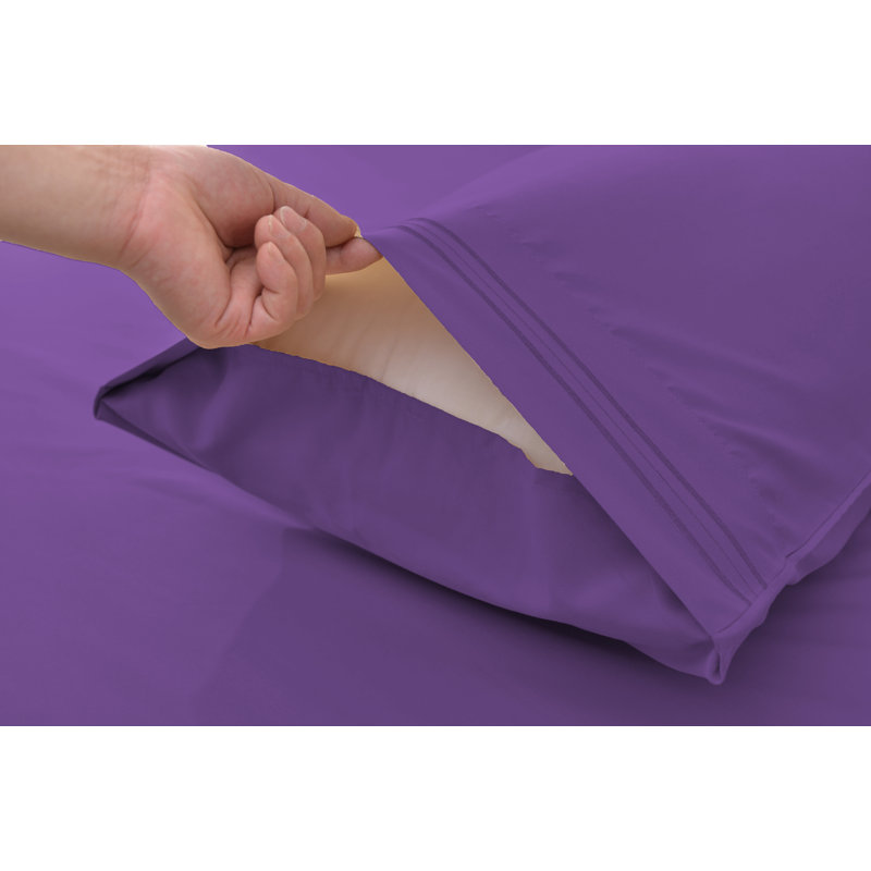  Ensemble de draps 1800 fils en rayonne de bambou, Très grand californien, Violet