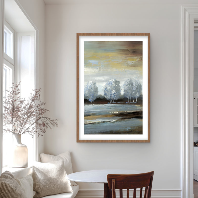 Paysage gris - Arbres bruns avec motif mat pour la décoration, H 36 po x l 24 po