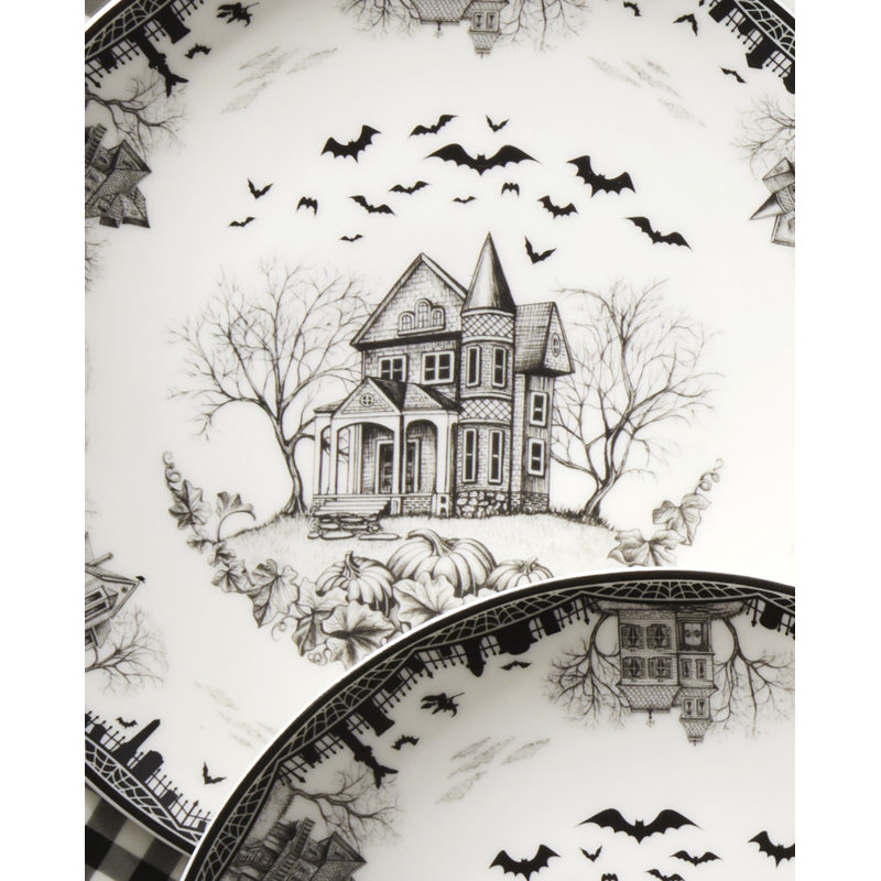Lenox Haunted Village Accent Plates, Set Of 4, Assorted, Service For 4