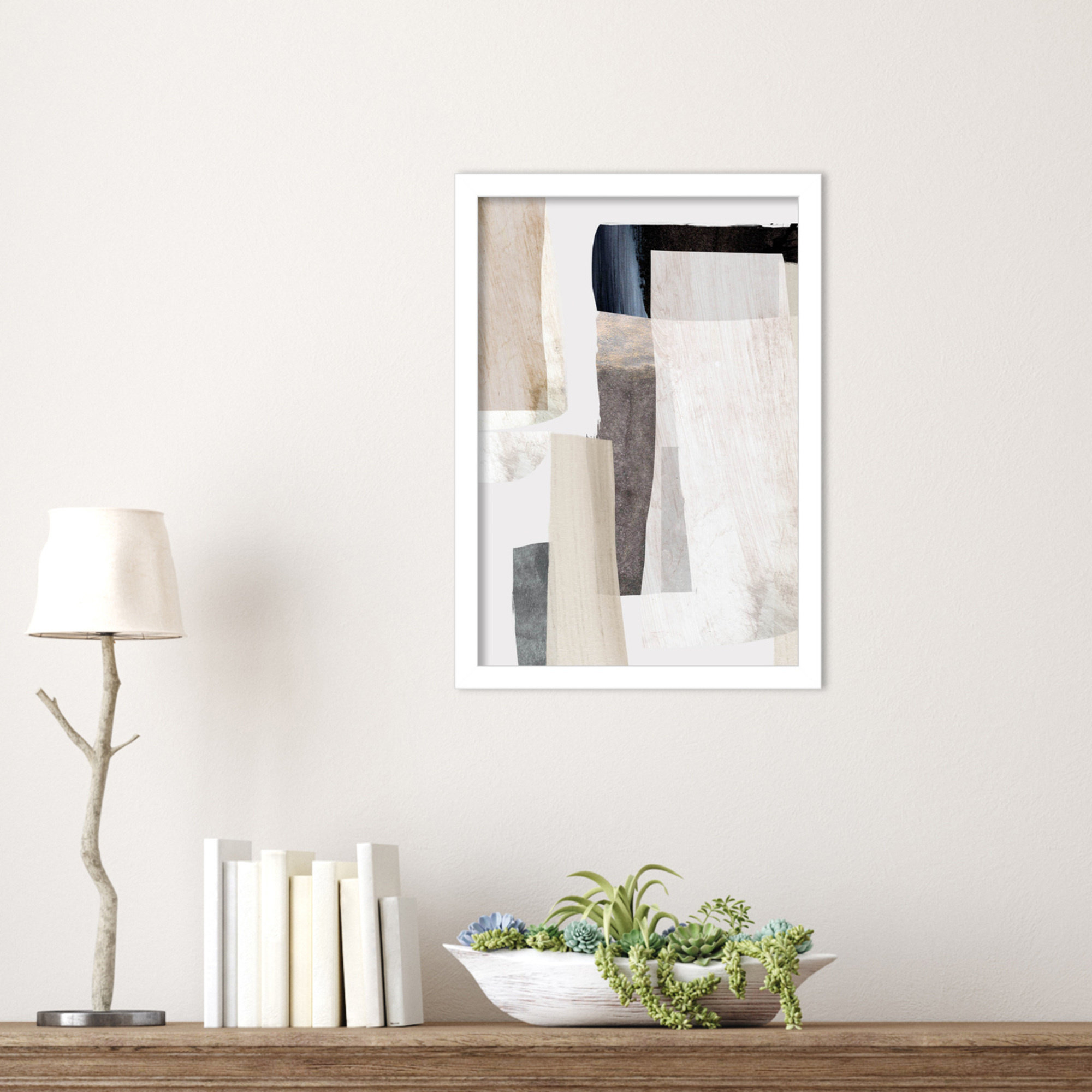 Clay No 2 by Dan Hobday Wood Framed Wall Art Print, 17" H x 12" W, White