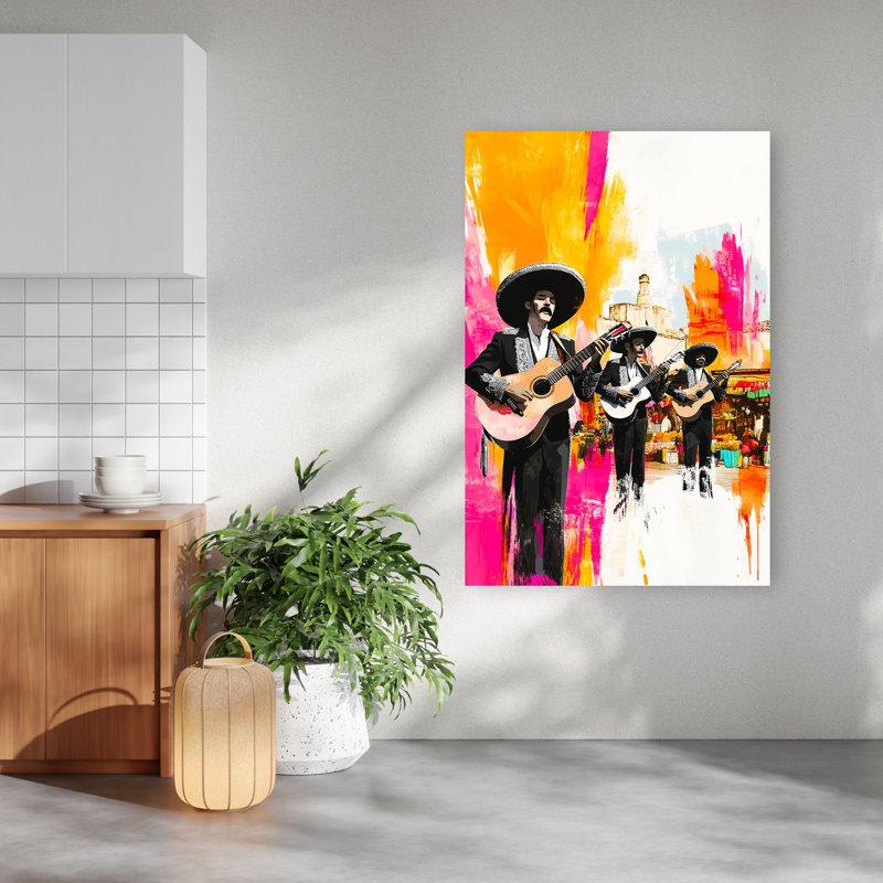 Vibrant Mariachi Street Music Colorful Traditional Vibrant City Wall Art Print 1 Piece Wrapped Canvas Wall Art