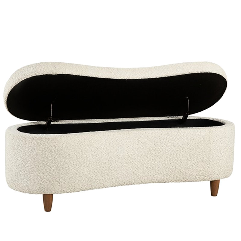 Banc de rangement Boucle, Crème, crème
