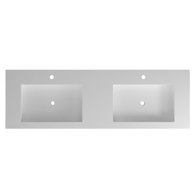 Stone Resin Solid Surface Vanity Basin For Bathroom - 59.99 In Long, 18.34 Wide, 70.25 Lb Discoloration , Wall Mounted Setup, Modern Decor Style Sink Depth, Width, 4.24 Height, High End Durability,