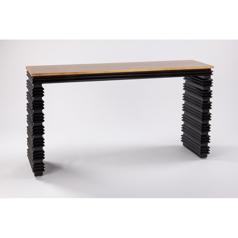 62'' Stone Top Console Table, Goldleaf, Black