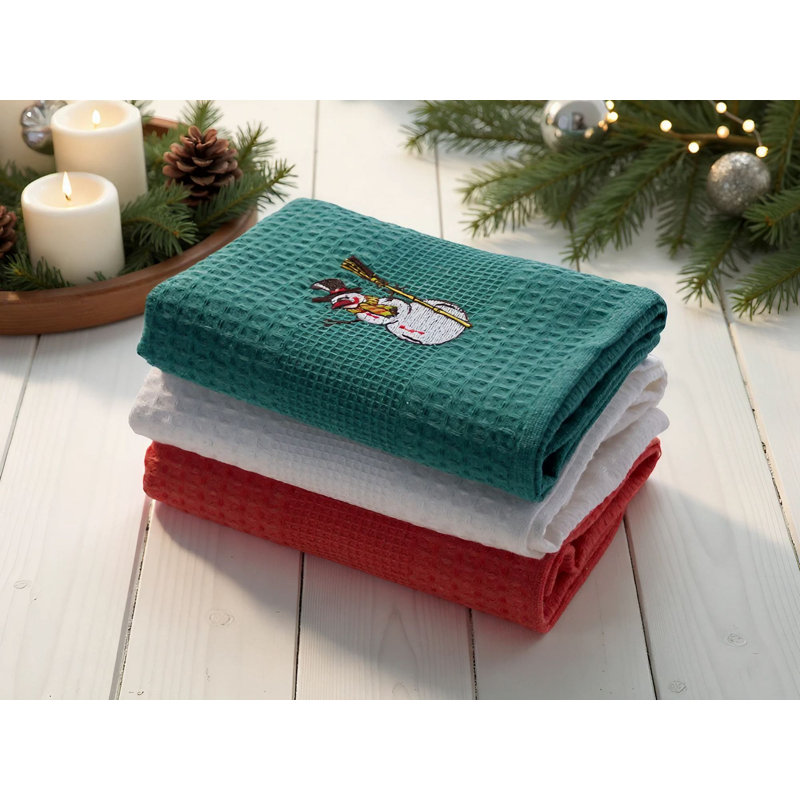 Premium Christmas Kitchen Towel Set (3 Pieces), 100% Cotton, 19.7 x 27.6 inches | Machine Washable, Low Tumble Dry | Perfect for Holiday Cooking & Entertaining, Soft and Absorbent Design