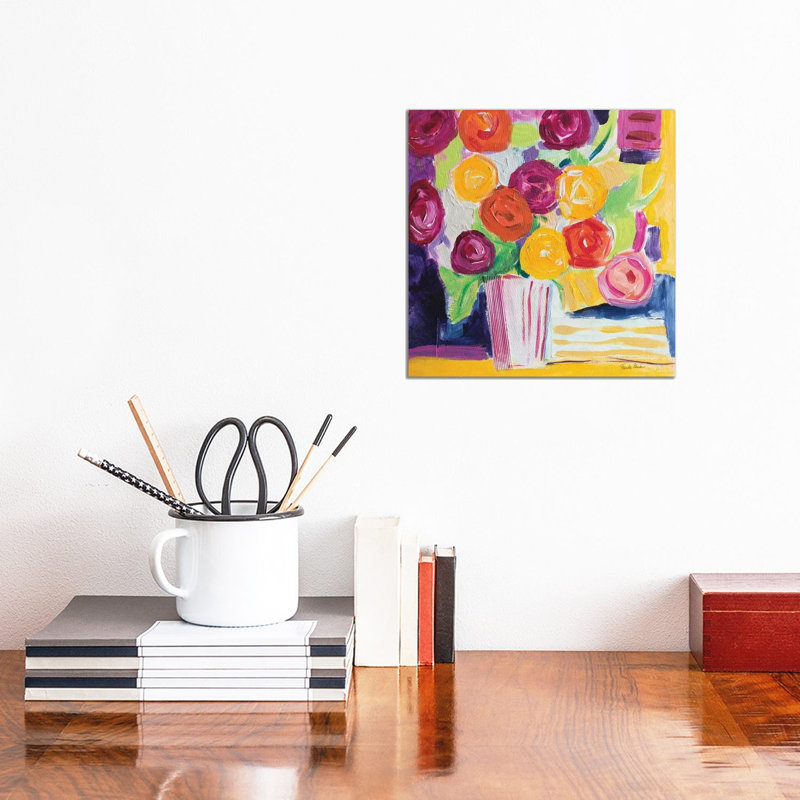 Posies by Farida Zaman - Wrapped Canvas Painting, 30.48 cm H x 30.48 cm W