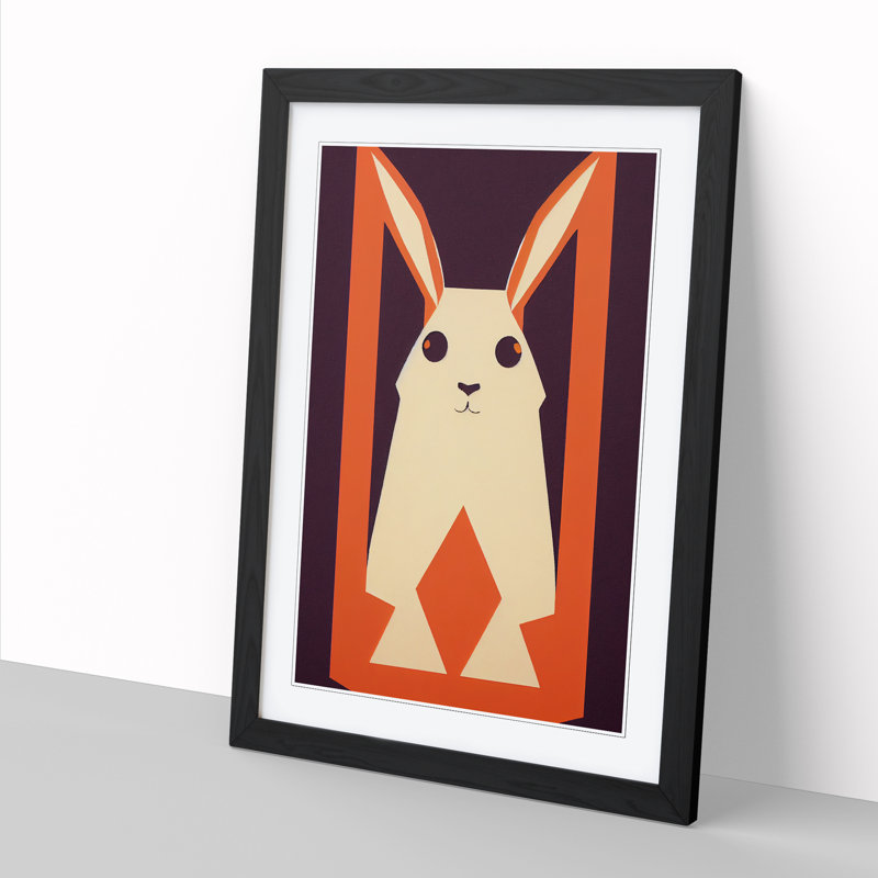 Rabbit Retro - Single Picture Frame Print, Black, 64cm H x 46cm W x 2cm D