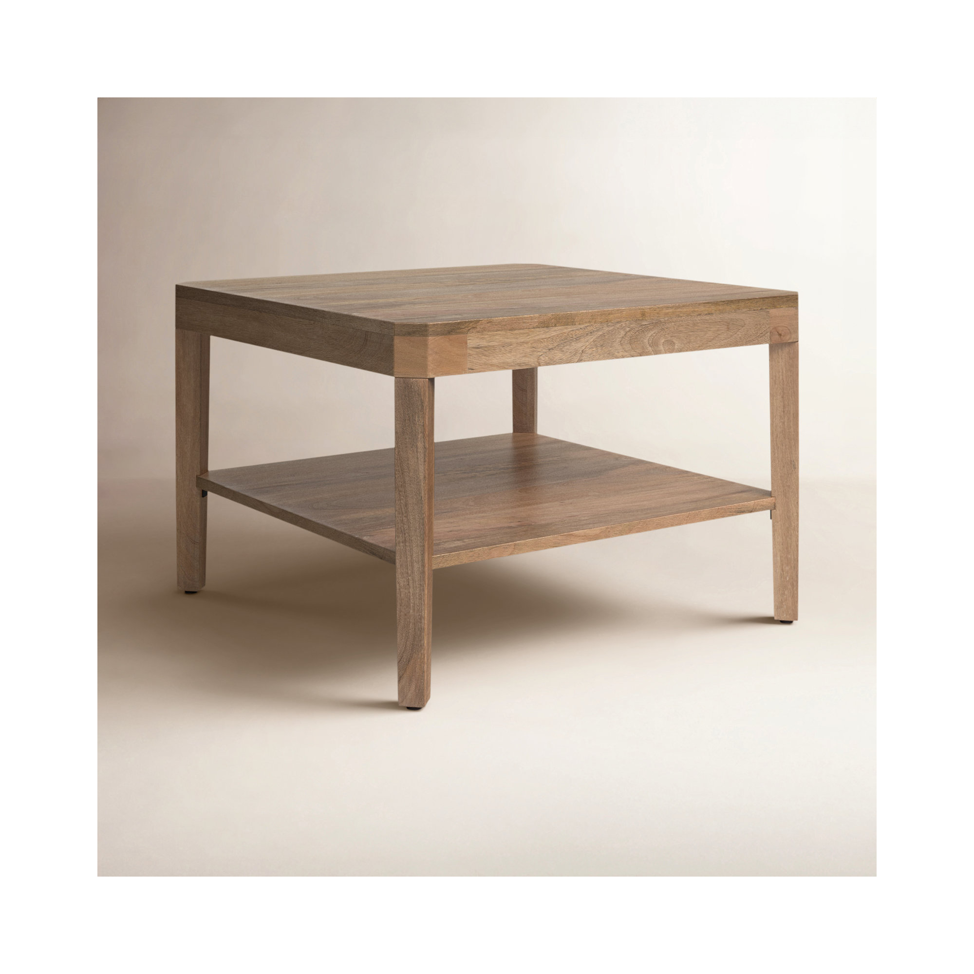 Ardentown Transitional Two-Tiered Square Coffee Table, Natural