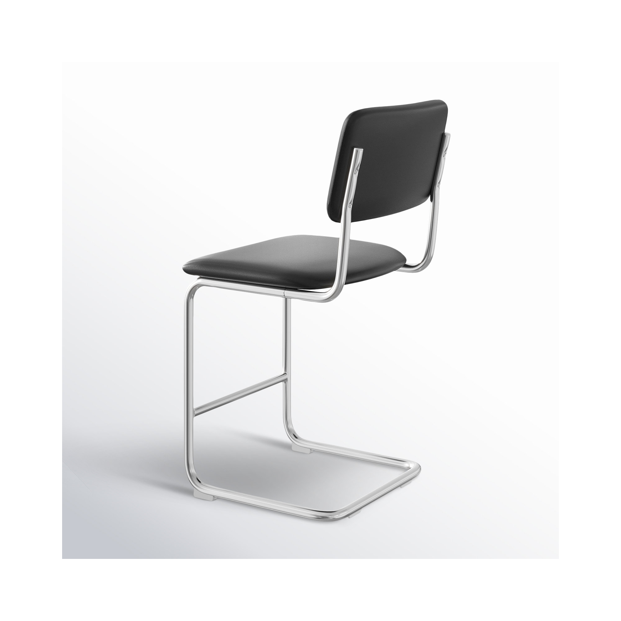 Walsh Vegan Leather Bar & Counter Stool, Counter Stool (24” Seat Height), Midnight Black Vegan Leather