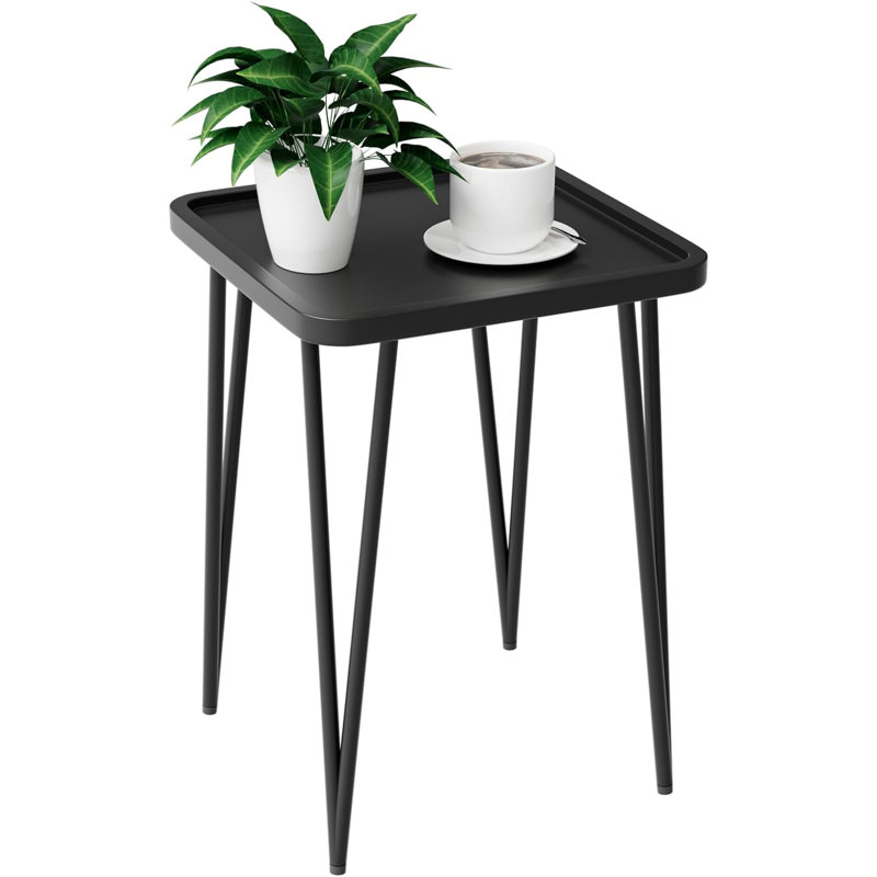 Table d'appoint / d'appoint, structure métallique imperméable, idéale pour le salon, Noir, noir, noir, noir