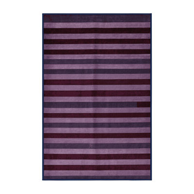 Machine Washable Horizontal Stripes Purple Area Rug