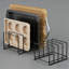Organisateur de planches à découper et support à casseroles avec 4 fentes larges - Armoire de cuisine en métal robuste pour les plaques de cuisson, les plateaux et les assiettes