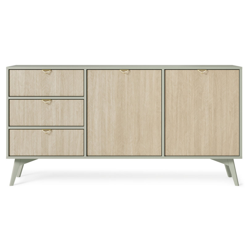 Agawam 158cm Sideboard, Light Sage Matt/Oak Scandi