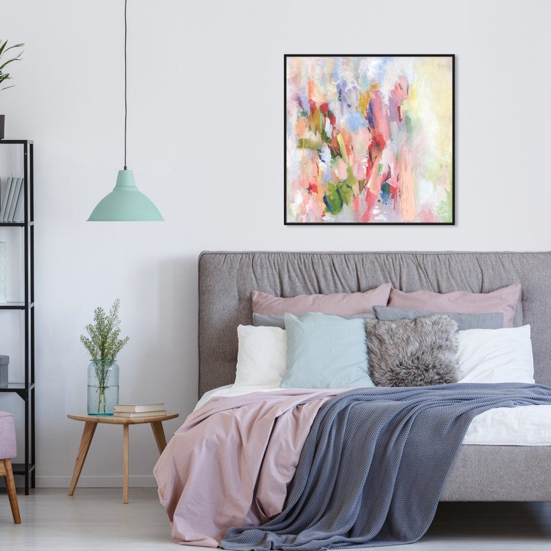 Beauté florale abstraite - impression sur toile, Toile avec cadre flottant, H 31 po x l 31 po, Noir