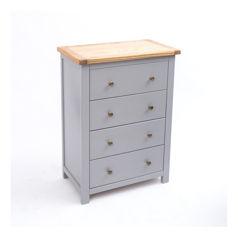Millsaps 70cm W 4 - Drawer Chest of Drawers, Grey/Gold