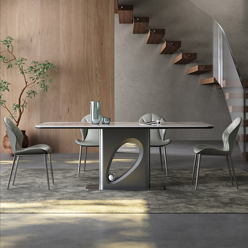 European light luxury rectangular dining table set, 29.5"H x 55.1"L x 31.5"W