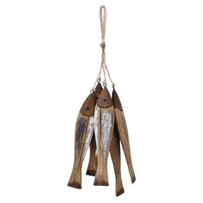 Décoration de poisson en bois décorations murales de poisson en bois pour la maison décoration de poisson de bois nautique finition vieillie 5Pcs
