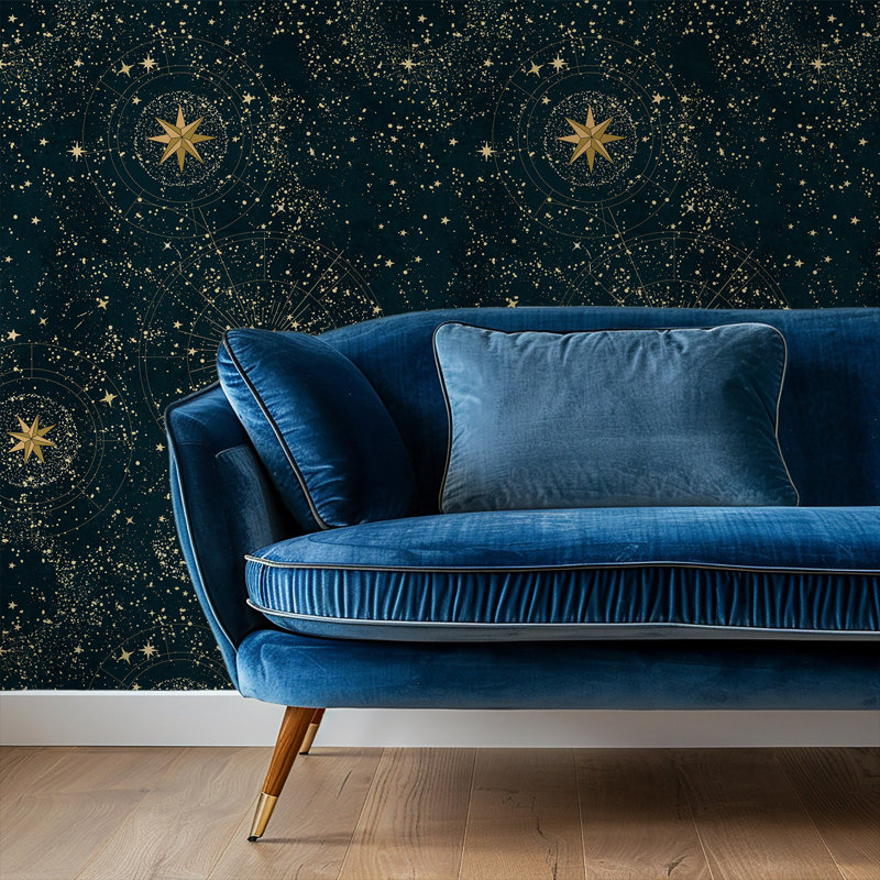 Blue and Gold Night Sky Stars Wallpaper