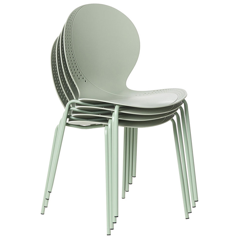 Stacking Patio Dining Side Chair, Green