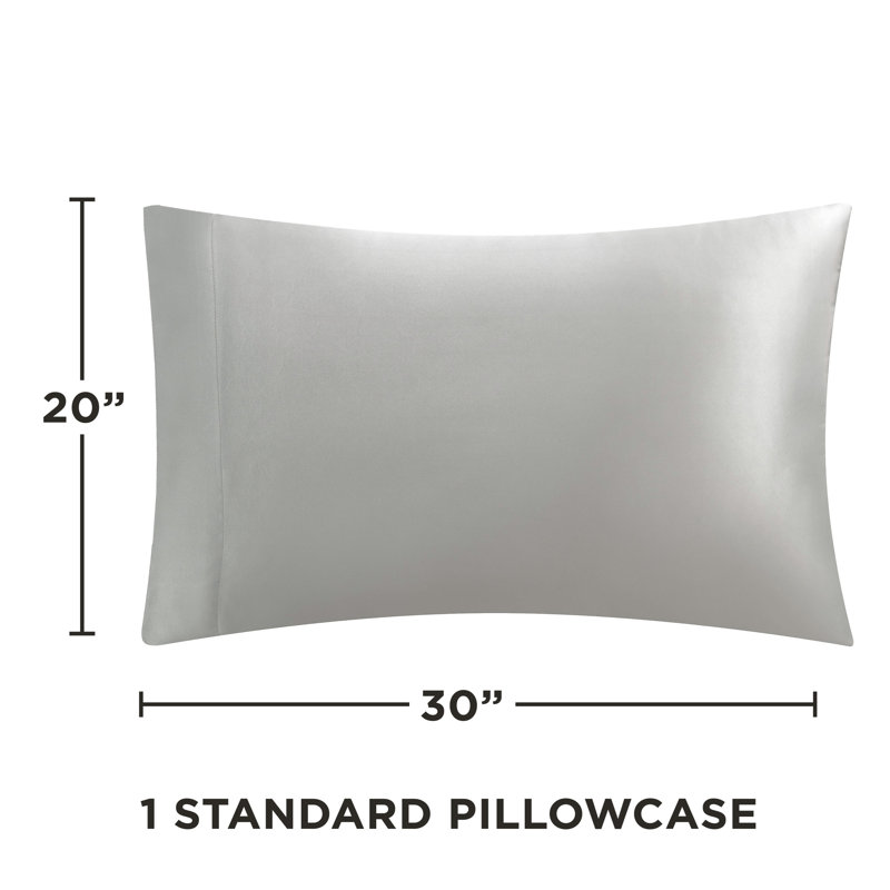 Juicy Couture Premium Silky Satin Sheet Sets, Gray, Twin XL Sheet Set with 1 Pillowcase