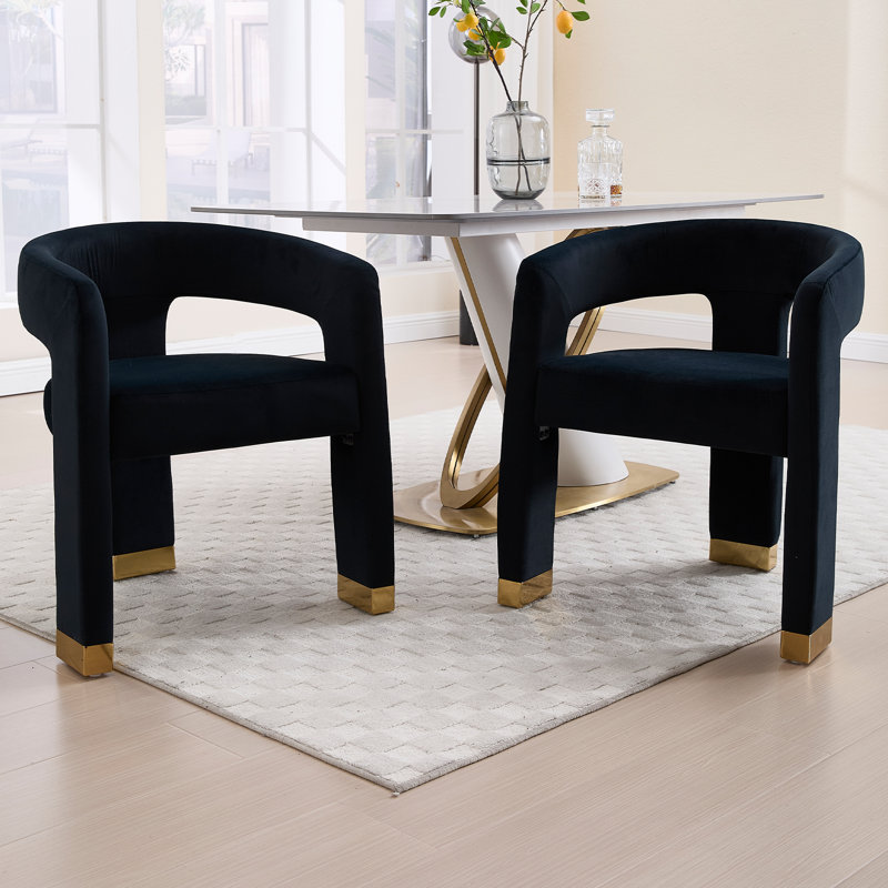 Modern Dining Chairs Barrel Dining Chairs Upholstered Dining Room Chairs With Arm Comfy Accent Side Chairs For Dining Room/Living Room Set of 2