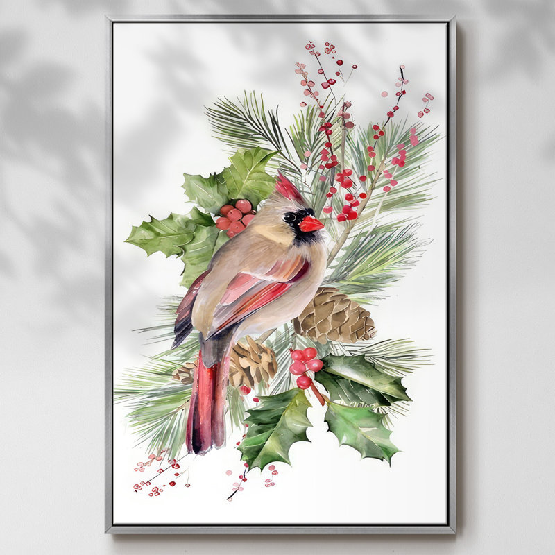 Cardinal Holly Christmas Collection B, H 25 po x l 17 po x P 1,5 po, Argent
