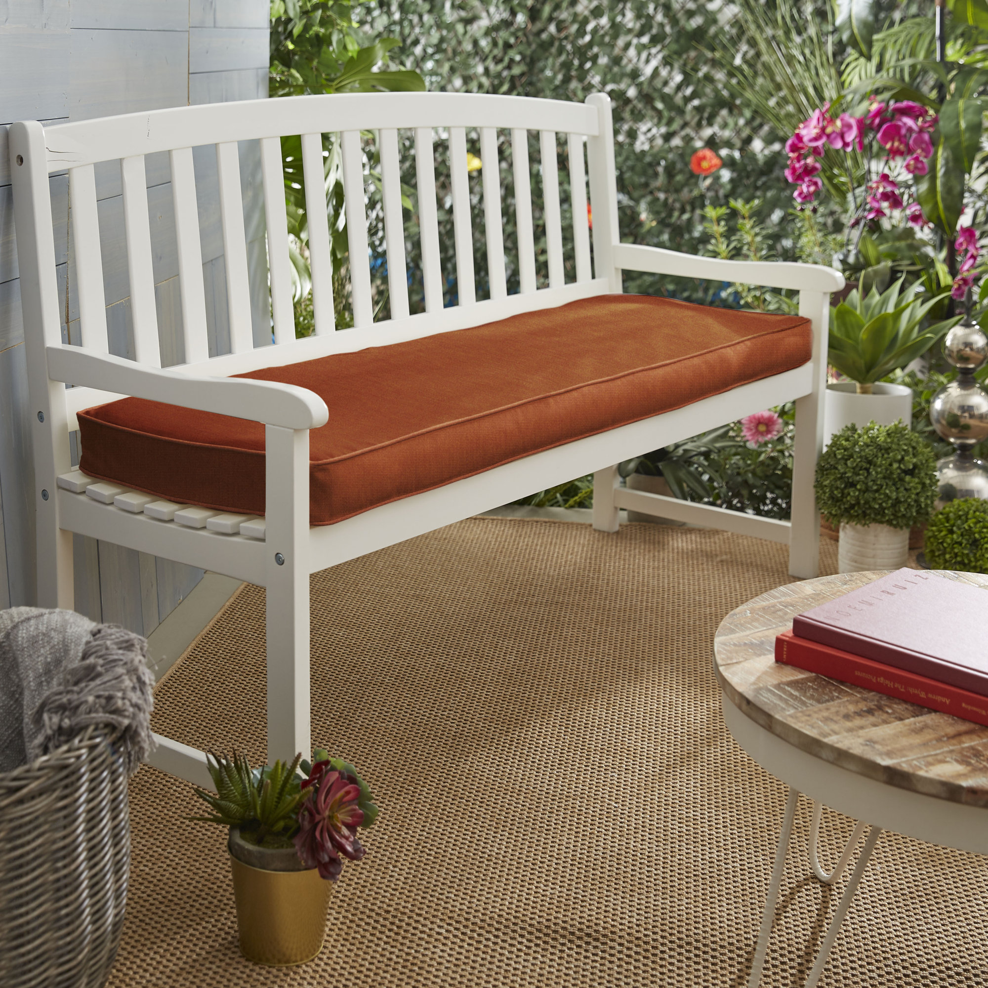 Sunbrella Outdoor Bench Cushion, 60" W x 19" D, Canvas Rust Sunbrella® Canvas