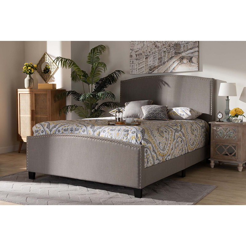 Upholstered Standard Bed, King, Gray/Black
