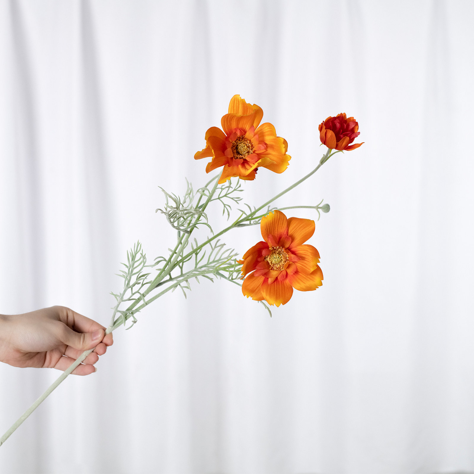 Creamy White Silk Decorative Artificial Cornflower, Orange, 30.42" x 4"