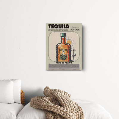 Funny Cocktail Canvas Print Decor Tequila Art Wall Painting Posters 12”X16” Modern Home Kitchen Bar Decoration (Framed)