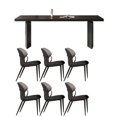 Table de salle à manger moderne en marbre noir minimaliste