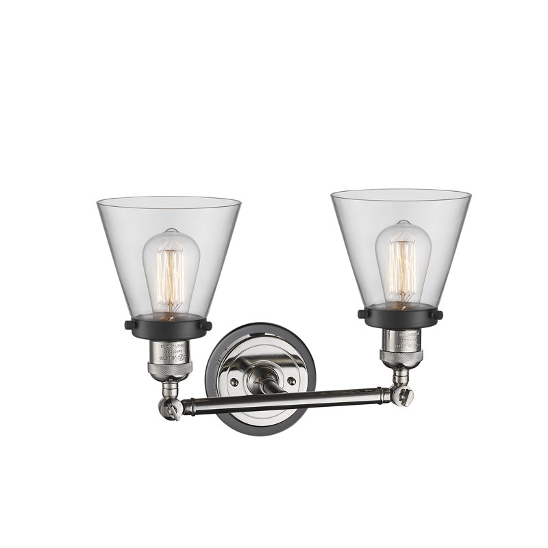 2 - Light Dimmable Vanity Light, Clear, Polished Nickel/Matte Black