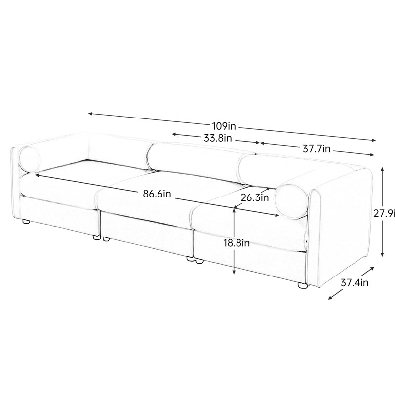 Chenille modulaire avec rangement efficace et polyvalence pour plus de confort, Blanc