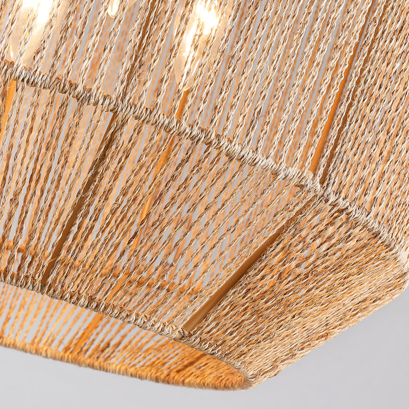 4 - Light Dimmable Rattan Lantern Chandelier